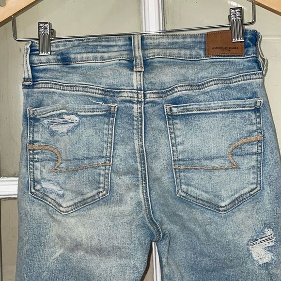 America Eagle next level stretch distressed hi rise jegging crop size 4 short - Picture 9 of 14